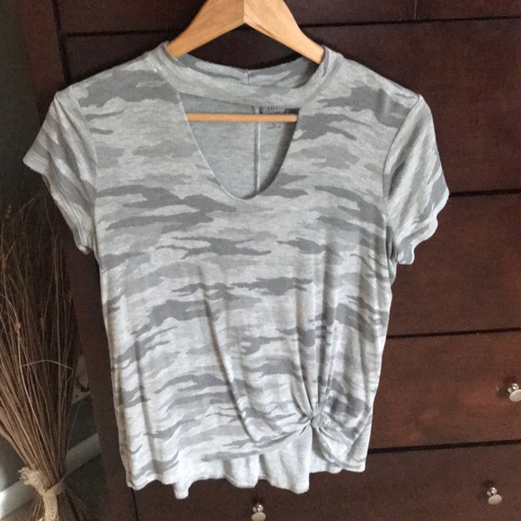 Maurices Tops - Keyhole Choker Neck Camo Tee Maurices Tops - Keyhole Choker Neck Camo Tee